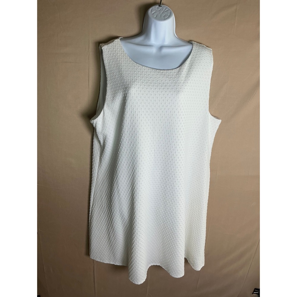 TianaB Womens XXL White Texture Circle Pattern Sleeveless Shift Dress Round Neck